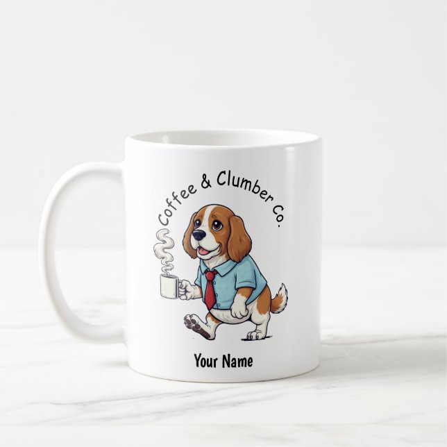 Funny Clumber Spaniel Dog  Business Suit Coffee  Coffee Mug (Left)