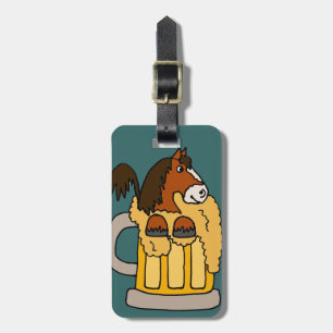 Funny Clydesdale Horse in Beer Mug Luggage Tag
