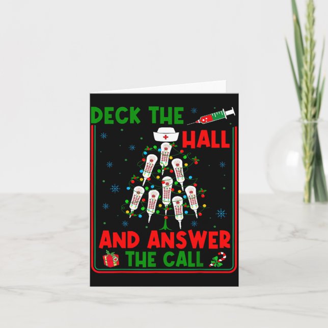 Funny Cna Deck The Halls Answer The Calls Nurse Ch Card (Front)