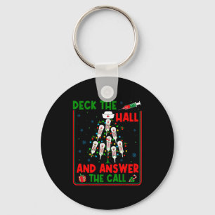 Funny Cna Deck The Halls Answer The Calls Nurse Ch Keychain