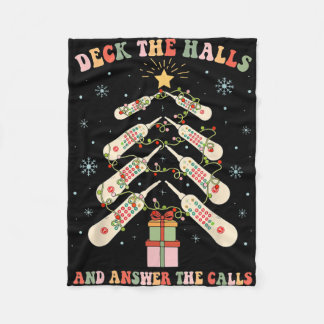 Funny Cna Nurse Christmas Medical Xmas Trees Nursi Fleece Blanket