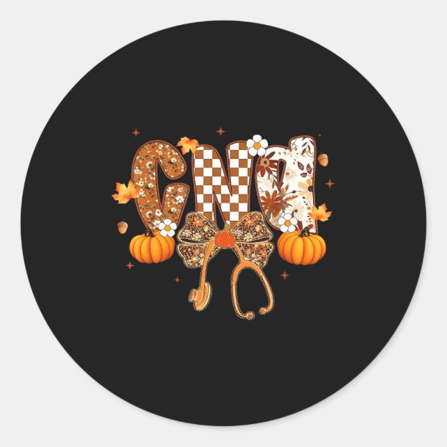 Funny Cna Nurse Coquette Bow Stethoscope Fall Girl Classic Round Sticker (Front)