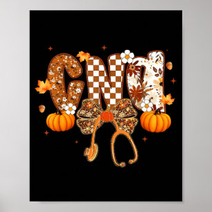 Funny Cna Nurse Coquette Bow Stethoscope Fall Girl Poster