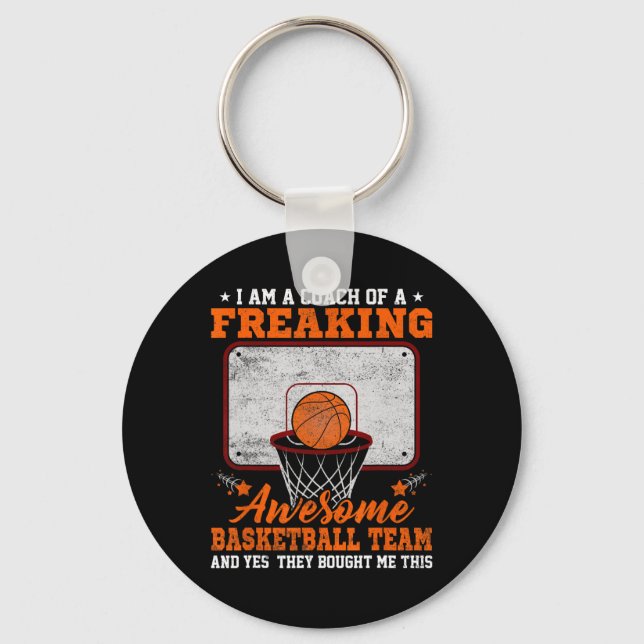 Funny Coach Of Freaking Awesome Sketll Team Ll Tra Keychain (Front)