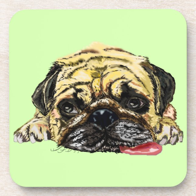 Funny Coaster with Pug Dog - Your Colours (Front)