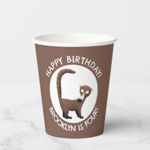 Funny coatimundi cartoon personalized birthday paper cups
