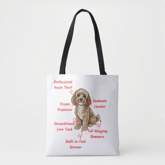 Funny Cockapoo Anatomy - Unique Valentine Gift Tote Bag (Front)