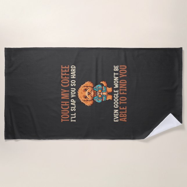 Funny Cockapoo Coffee Lover Beach Towel (Front)