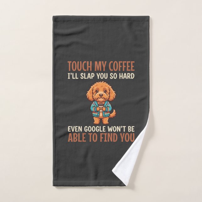 Funny Cockapoo Coffee Lover Hand Towel (Hand Towel)