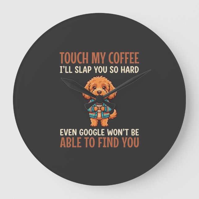 Funny Cockapoo Coffee Lover Large Clock (Front)
