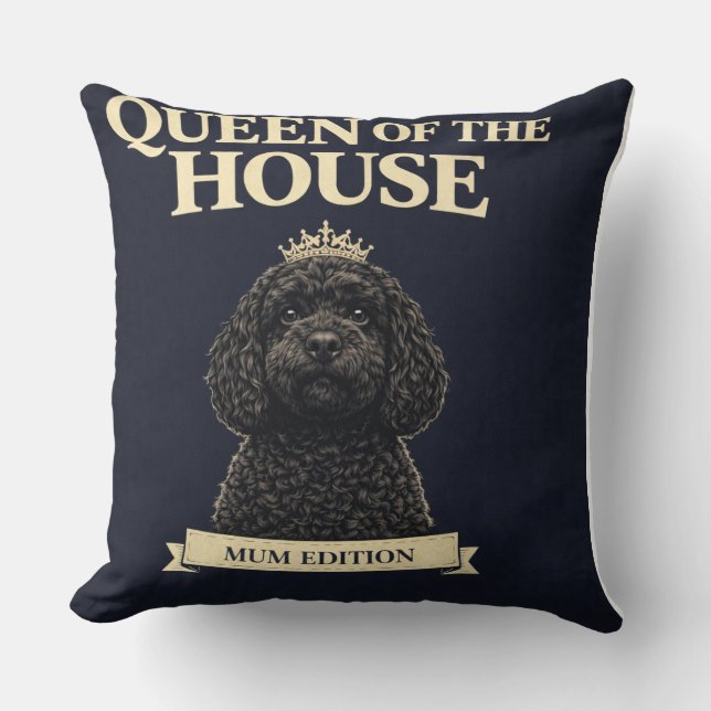 Funny Cockapoo Mom Gift | Queen Of The House Throw Pillow (Front)