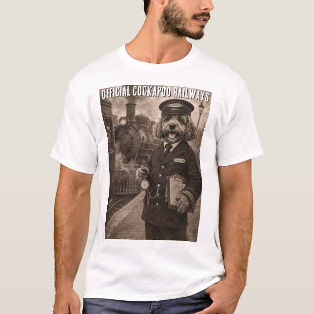 Funny Cockapoo Railways T-Shirt  (Devant)
