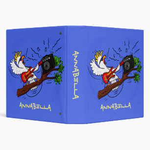 Funny cockatoo playing rock guitar cartoon binder