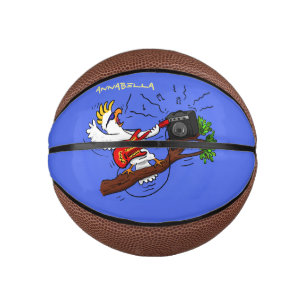 Funny cockatoo playing rock guitar cartoon mini basketball