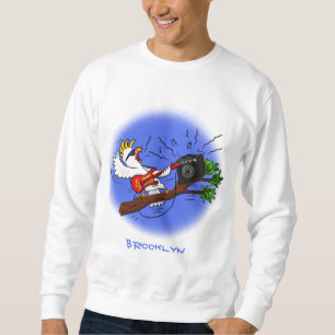 Funny cockatoo playing rock guitar cartoon sweatshirt