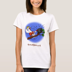 Funny cockatoo playing rock guitar cartoon T-Shirt