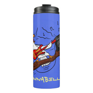 Funny cockatoo playing rock guitar cartoon thermal tumbler