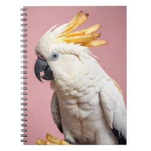 Funny Cockatoo With French Fries Crest Notebook