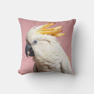 Funny Cockatoo With French Fries Crest Throw Pillow