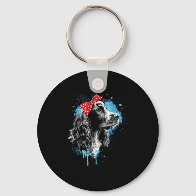 Funny cocker spaniel design for dog lovers keychain (Front)