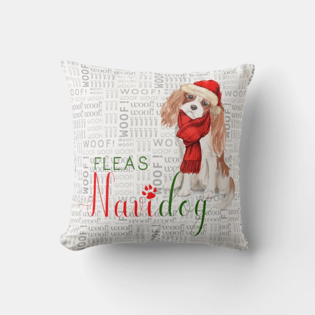 Funny Cocker Spaniel Dog Watercolor Christmas Throw Pillow (Front)