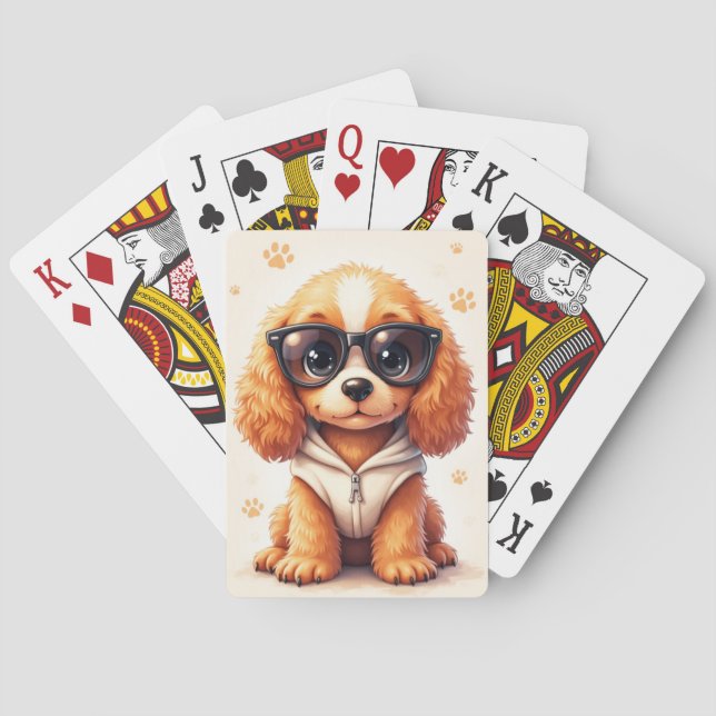 Funny Cocker Spaniel Kawaii Dog Playing Cards (Back)
