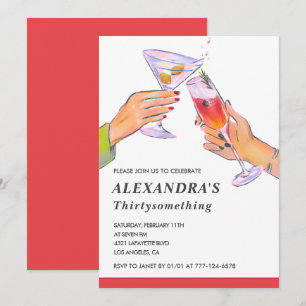 Funny Cocktail Champagne 36th birthday Party Invitation
