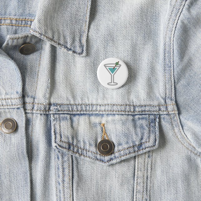 Funny Cocktail Martini Emoji 1 Inch Round Button (In Situ)