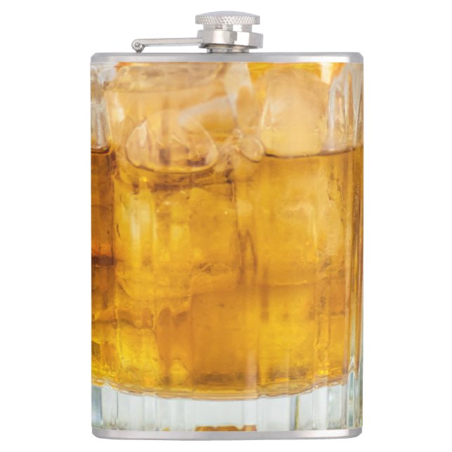 Funny Cocktail on Ice Whiskey Hip Flask (Front)