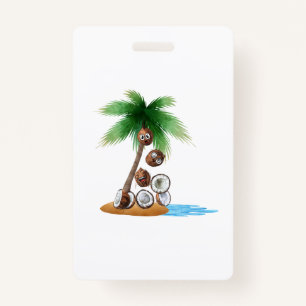 Funny Coconut Chaos – Humourous Palm Tree  Badge