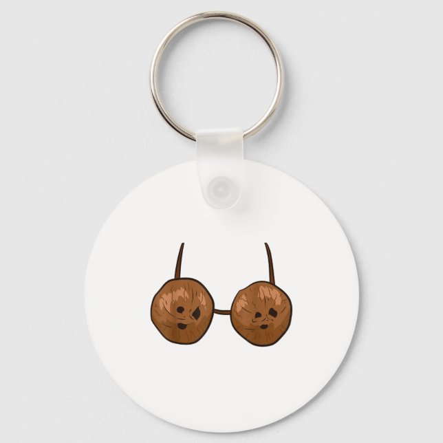 Funny Coconut Summer Coconuts Bra Funny Halloween  Keychain (Front)