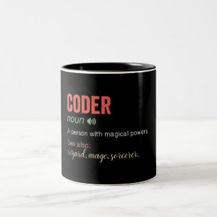 Funny Coder Definition Two-Tone Coffee Mug