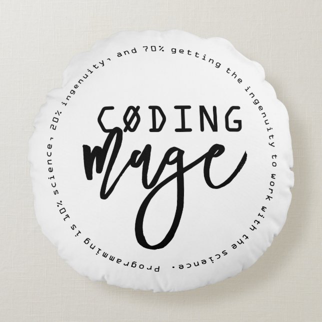Funny Coding Mage Geek Chic Round Pillow (Front)