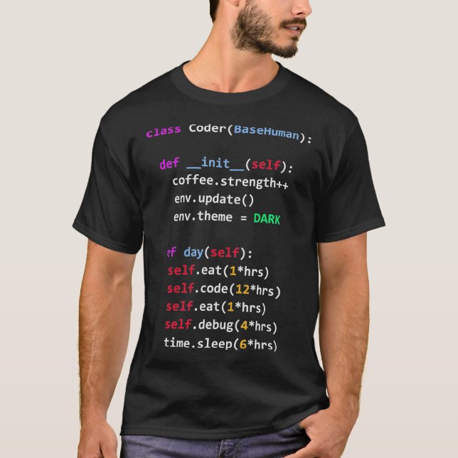 Funny Coding   Python Class Eat Code Sleep T-Shirt (Front)