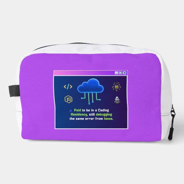Funny Coding Residency,Retro Synthwave Neon Hacker Dopp Kit (Front)