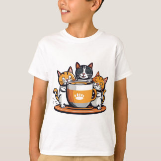 Funny Coffe and catrs for kids T-Shirt