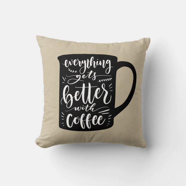 Funny Coffee Addict Java, Caffeine Tan Brown Throw Pillow (Front)