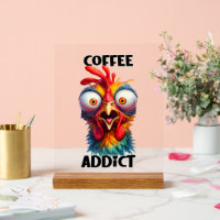 Funny coffee addict word art chicken