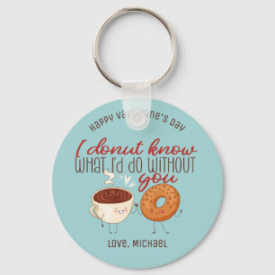 Funny Coffee and Doughnut Pun Cute Valentine's Day Keychain