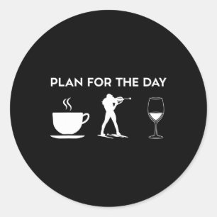 Funny Coffee Biathlon Biathlonist Wine Classic Round Sticker