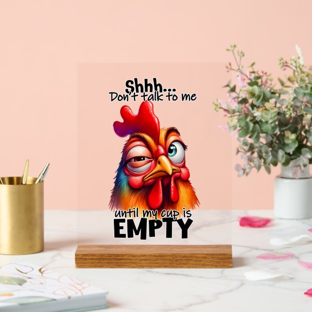 Funny coffee chicken word art acrylic sign (Wedding)