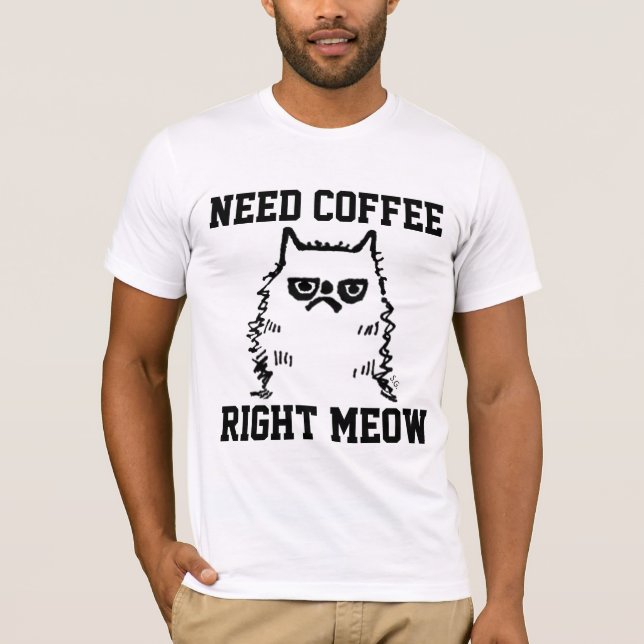 Funny Coffee Cranky Cat T-shirts (Front)