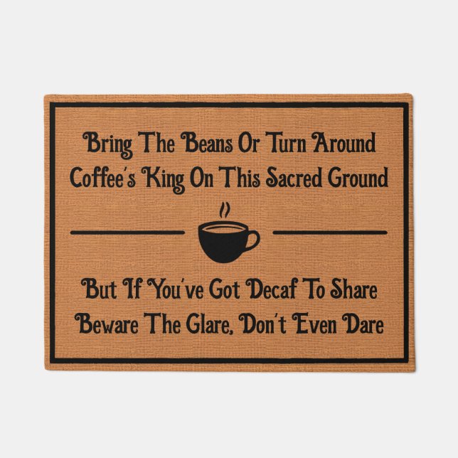 Funny Coffee Decaf Humour Minimalist Rustic Doormat (Front)