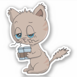Funny Coffee Drinking Cat