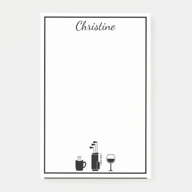 Funny Coffee Golf Wine Personalized Post-it Notes (Front)