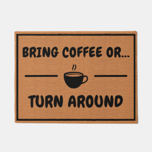 Funny Coffee Humour Minimalist Rustic Brown Doormat