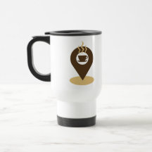 Funny coffee location icon brown