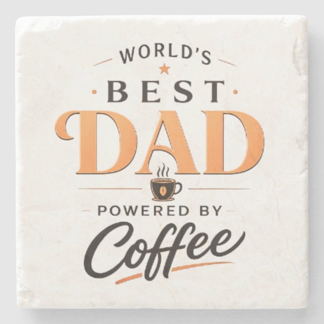 Funny Coffee Lover Dad Design Stone Coaster (Front)