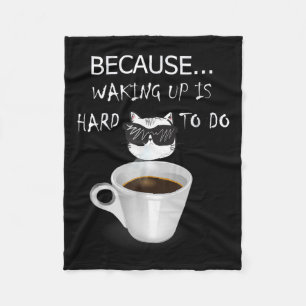 Funny Coffee Lover Gifts Graphic Kitten &amp; Sarc Fleece Blanket