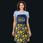 Funny Coffee Lover I Like Big Cups Lemon Pattern Apron<br><div class="desc">Funny and cool apron to make cooking more fun. Personalized gift for family and friends who love cooking,  baking and trying new recipe in the kitchen. Customize the wording to fit your occasion. You can use the Design Tool to further change the font type,  font colour and font size.</div>